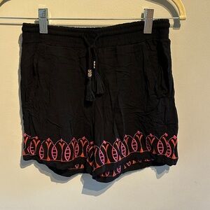 Green Dragon Black Shorts with Pink Embroidery